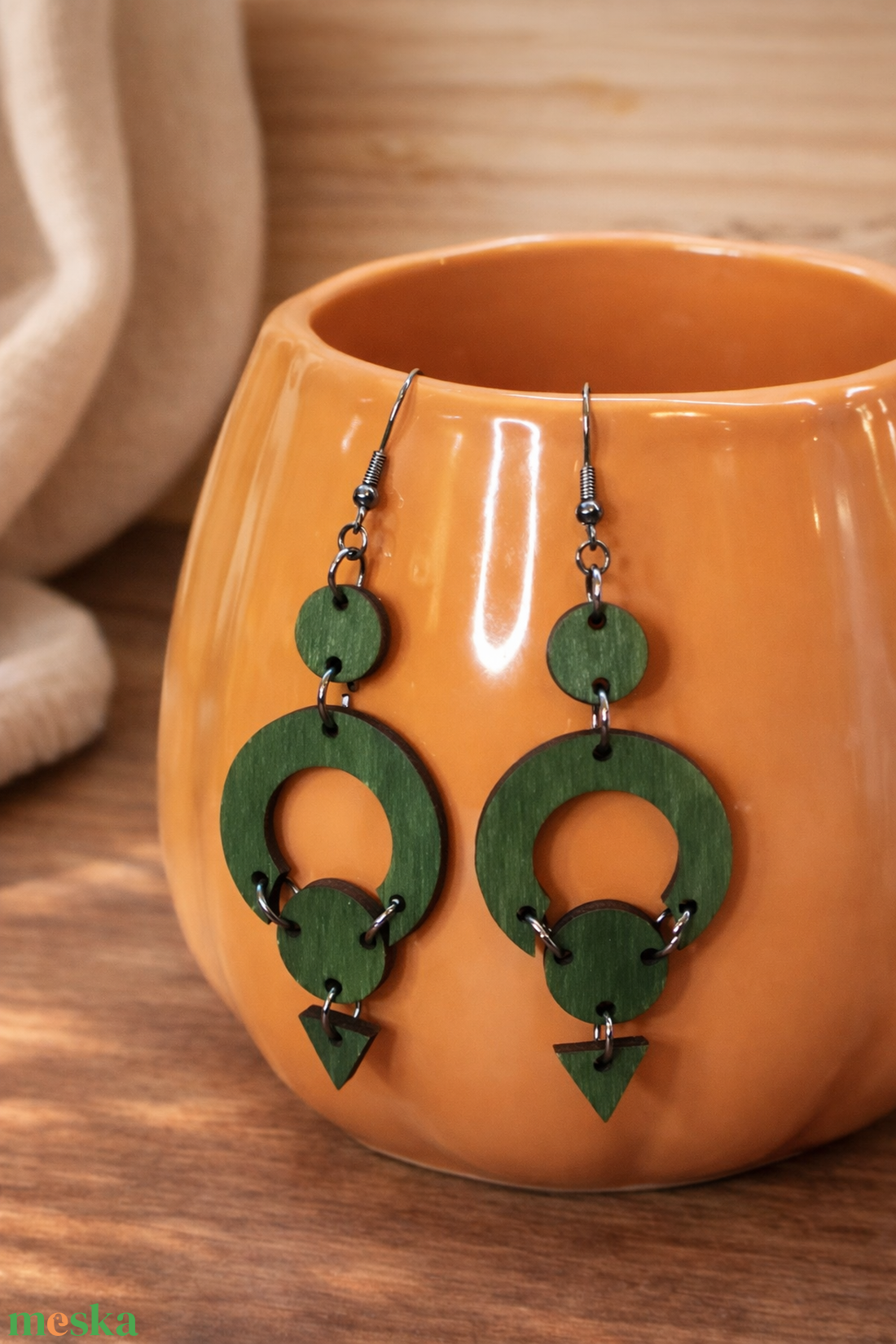Körvarázs � Zöld, Lézervágott Fa Fülbevaló - ékszer - fülbevaló - lógó fülbevaló - Meska.hu
