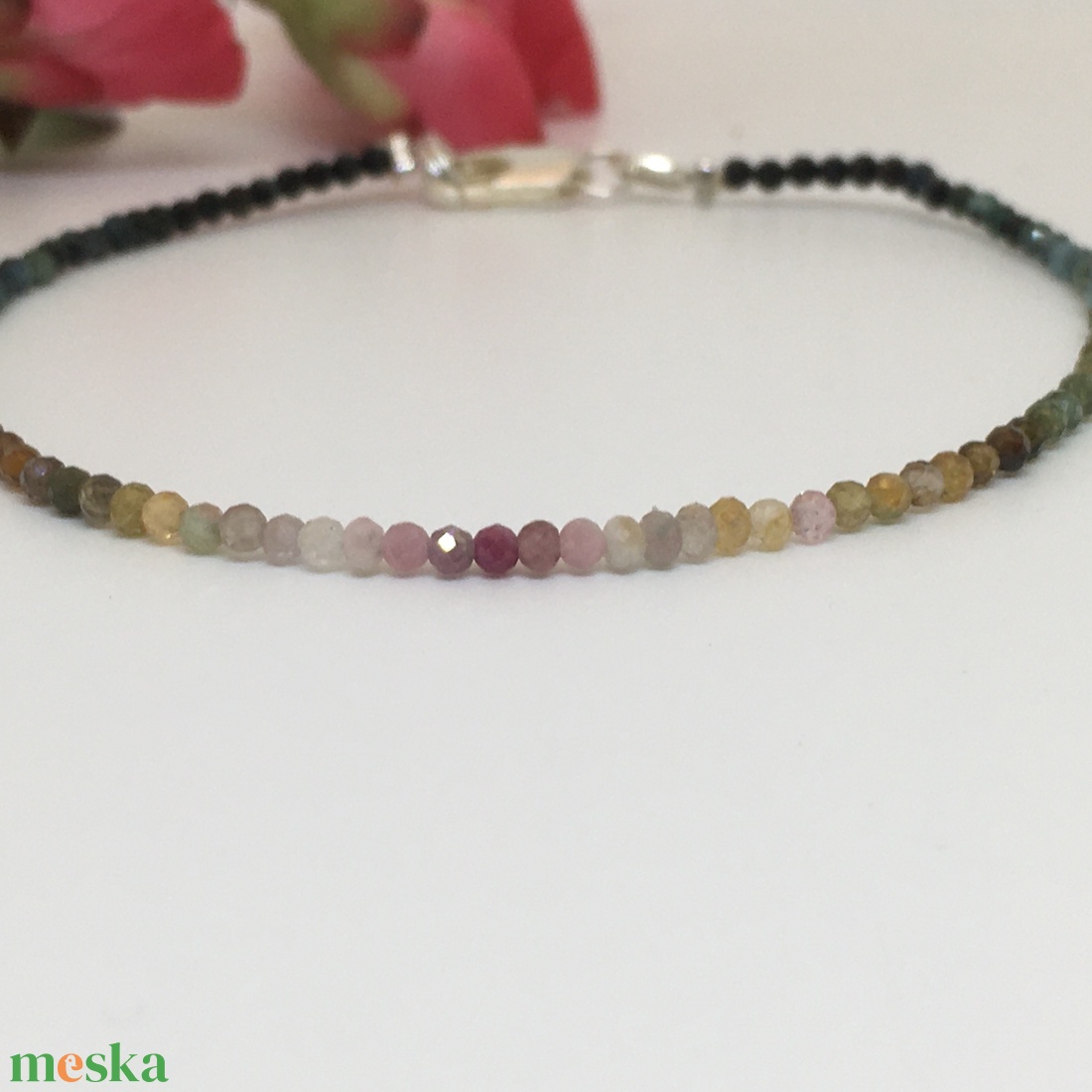  Turmalin multicolor minimál karkötő  - ékszer - karkötő - gyöngyös karkötő - Meska.hu