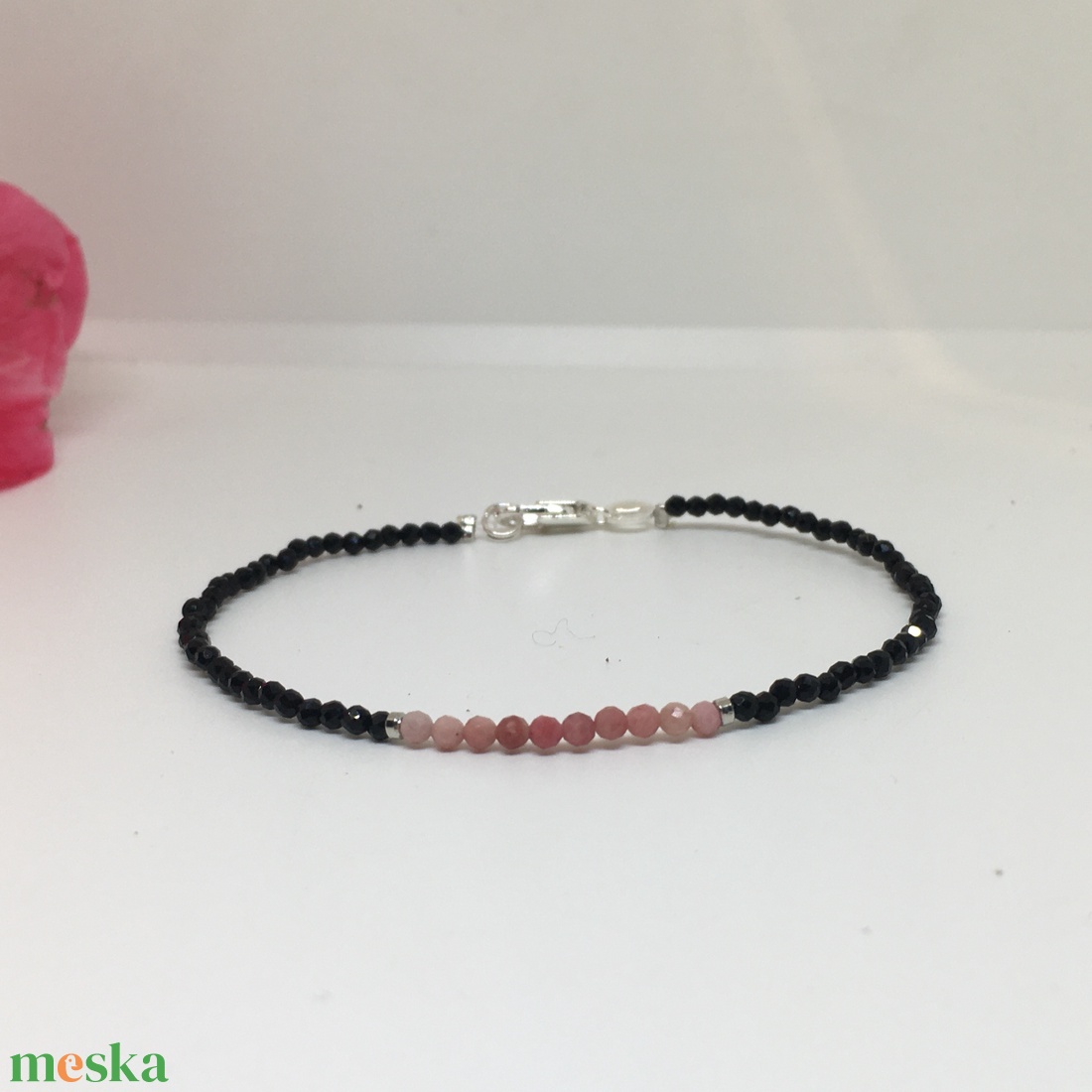  Rodokrozit- Spinell minimál karkötő - ékszer - karkötő - gyöngyös karkötő - Meska.hu