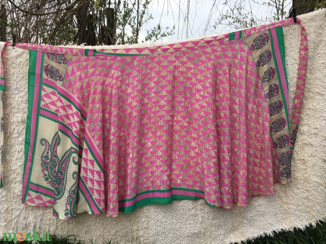 Rózsaszín-bézs lapszoknya - ruha & divat - női ruha - szoknya - Meska.hu