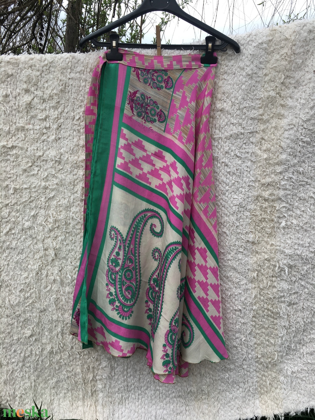 Rózsaszín-bézs lapszoknya - ruha & divat - női ruha - szoknya - Meska.hu