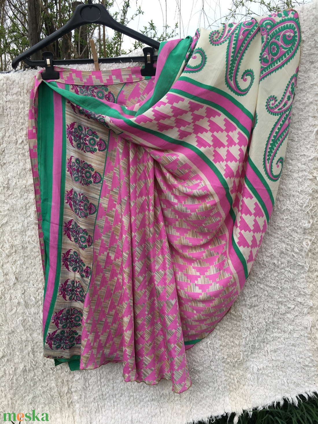 Rózsaszín-bézs lapszoknya - ruha & divat - női ruha - szoknya - Meska.hu