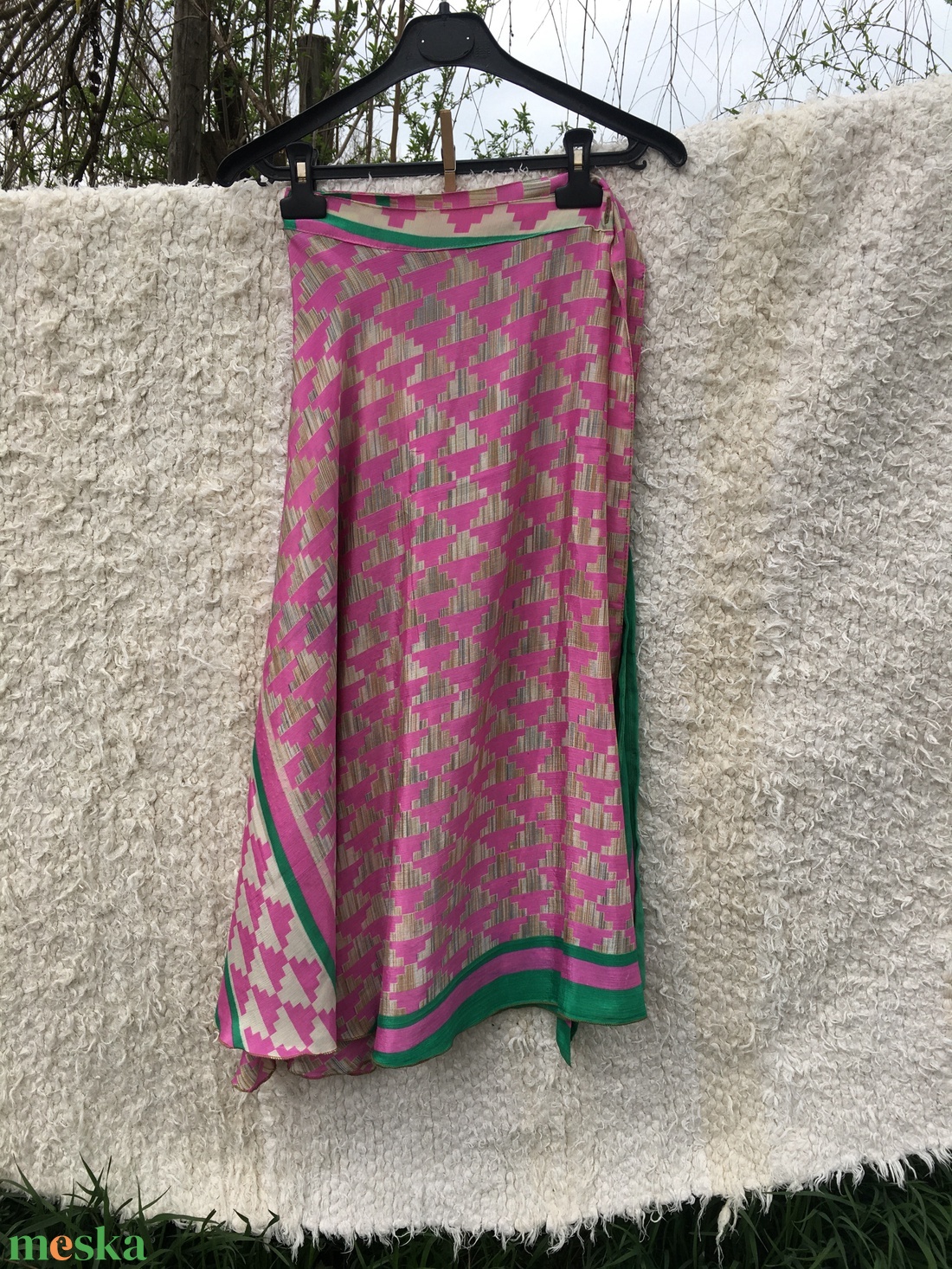 Rózsaszín-bézs lapszoknya - ruha & divat - női ruha - szoknya - Meska.hu