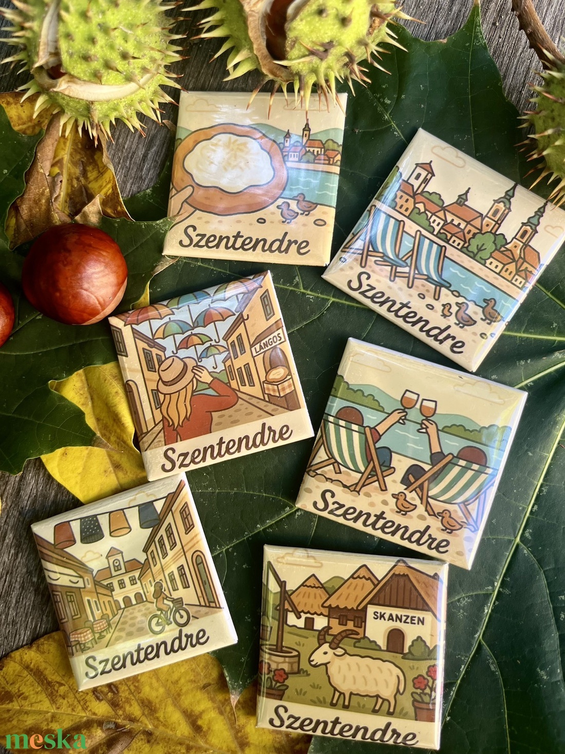  Minimemo Szentendre-1 kollekció (6db-os szett) - otthon & életmód - konyhafelszerelés, tálalás - konyhai dekoráció - hűtőmágnes - Meska.hu