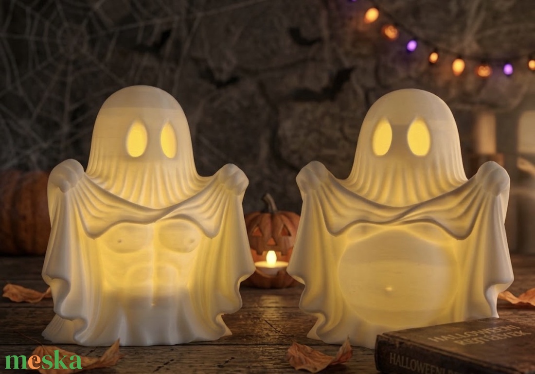 Kockahas és Pocak Szellem - Vicces 3D Nyomtatott Éjszakai Fény Szett - otthon & életmód - dekoráció - halloween - halloweeni dekoráció - Meska.hu