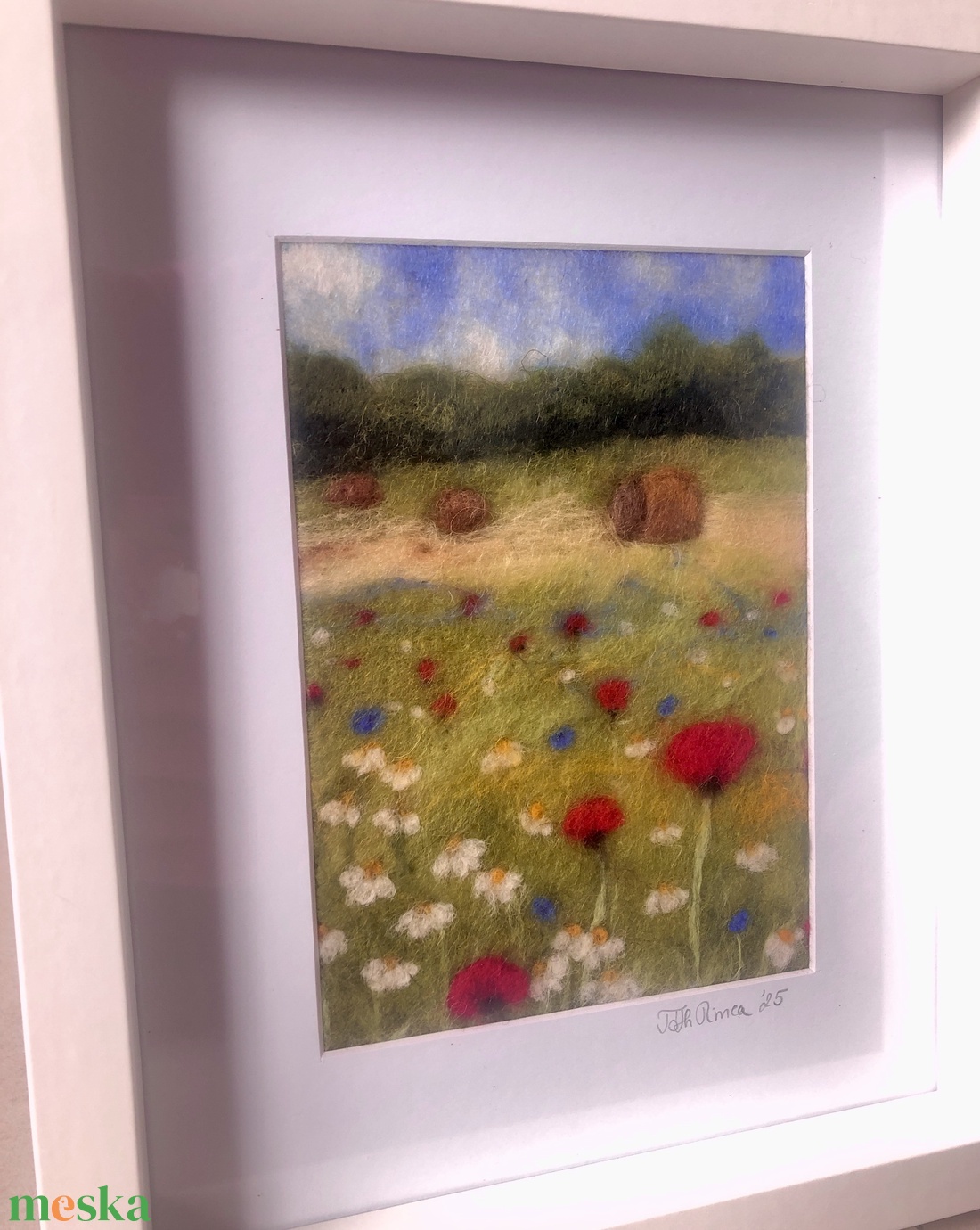 Tűnemezelt gyapjúkép - Kőröshegyi rét  - művészet - textilkép - nemezelt - Meska.hu