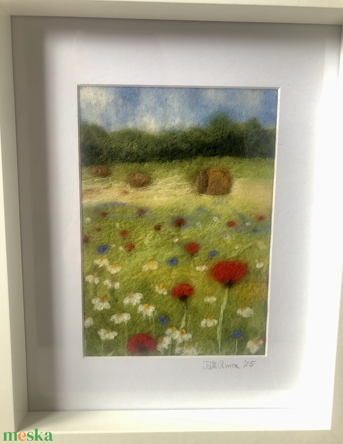 Tűnemezelt gyapjúkép - Kőröshegyi rét  - művészet - textilkép - nemezelt - Meska.hu