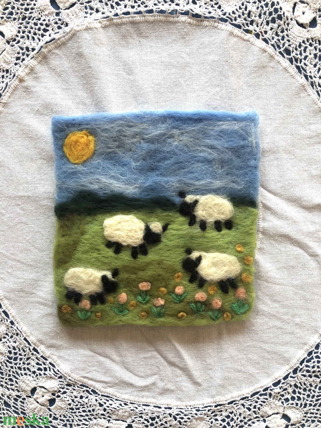 Tavaszi gyapjú kép - baba - mama - baba játékok - waldorf játékok - Meska.hu