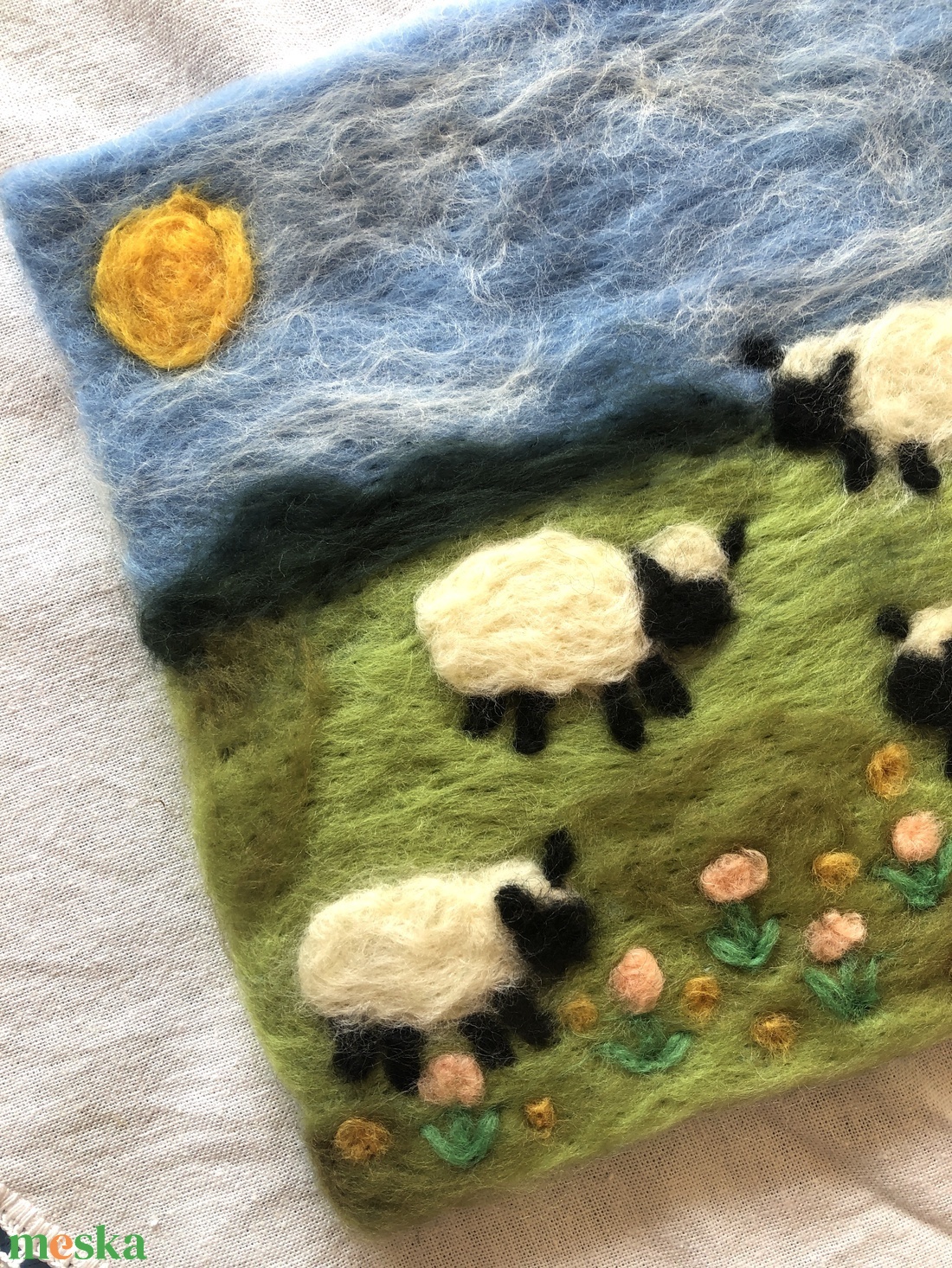 Tavaszi gyapjú kép - baba - mama - baba játékok - waldorf játékok - Meska.hu