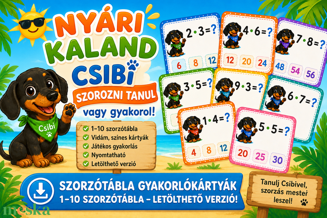 Letölthető Szorzókártyák - játék & sport - készségfejlesztő és logikai játék - oktató játékok - Meska.hu