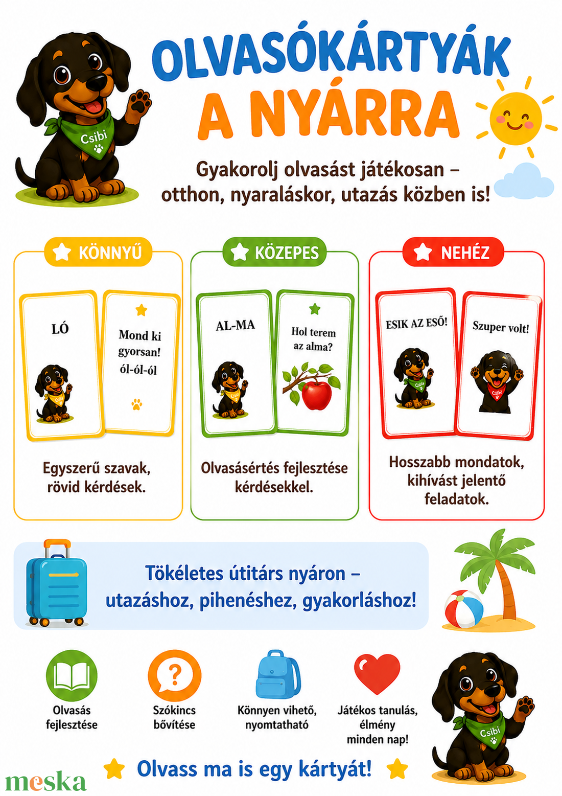 Letölthető Olvasókártyák - játék & sport - készségfejlesztő és logikai játék - oktató játékok - Meska.hu