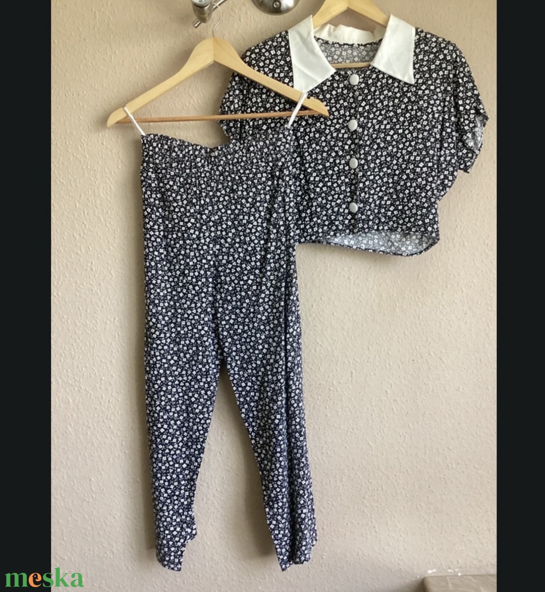 Kétrészes fekete-fehér virágos ruha - ruha & divat - női ruha - alkalmi ruha & estélyi ruha - Meska.hu