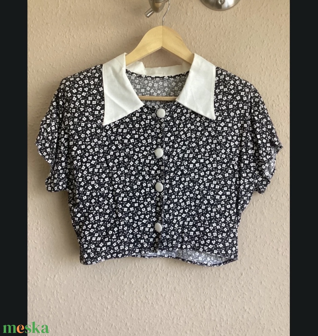 Kétrészes fekete-fehér virágos ruha - ruha & divat - női ruha - alkalmi ruha & estélyi ruha - Meska.hu