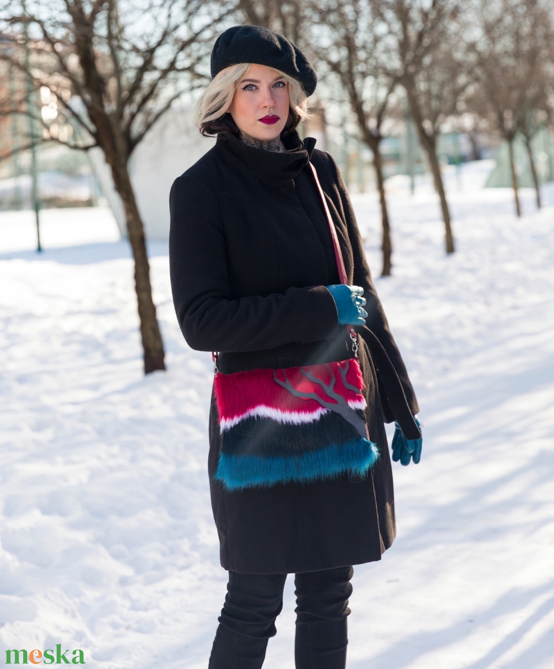 REDSKY női műszőrme táska - táska & tok - kézitáska & válltáska - kézitáska - Meska.hu