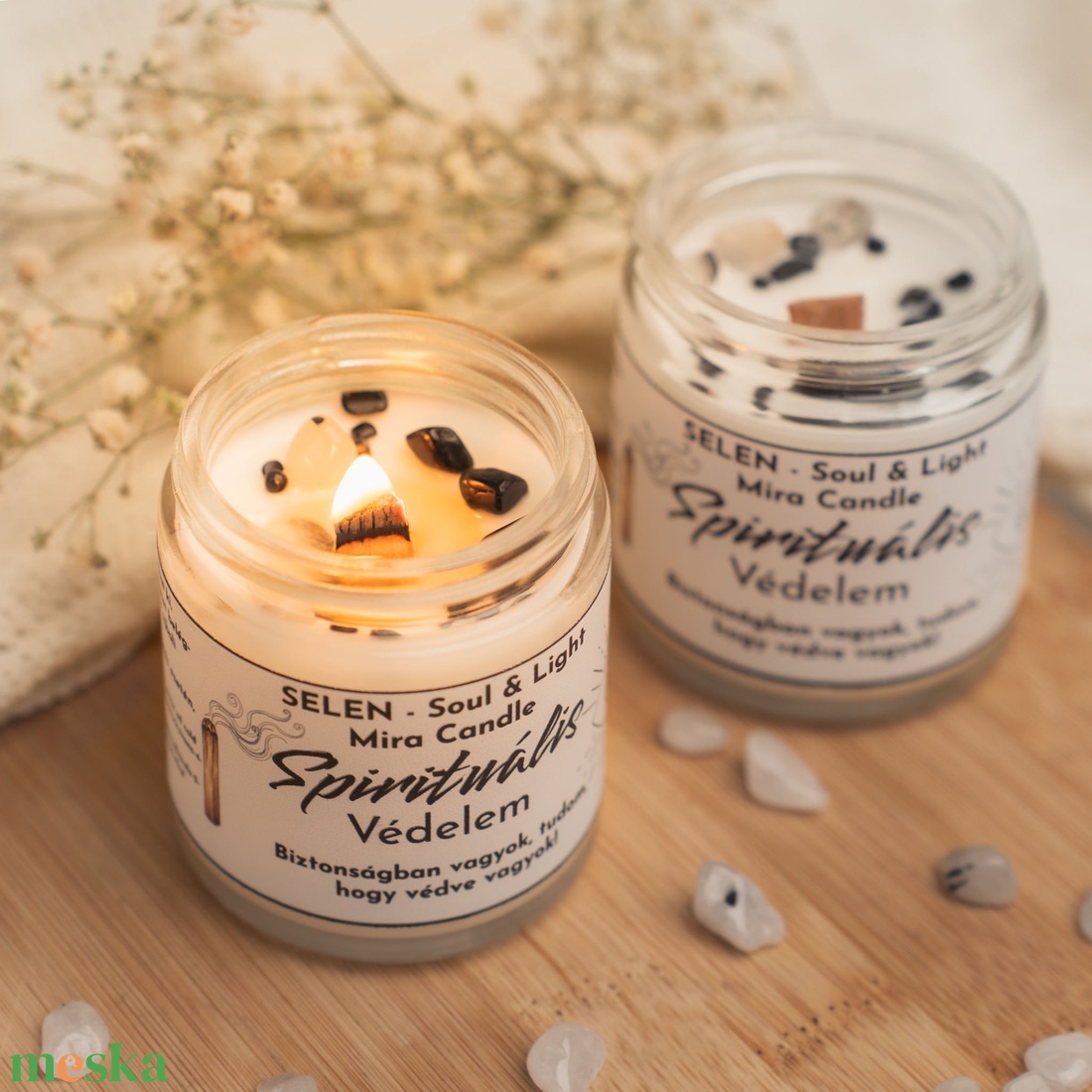 Spirituális védelem ásványos illatgyertya - otthon & életmód - gyertya, illat, aroma - gyertya - Meska.hu