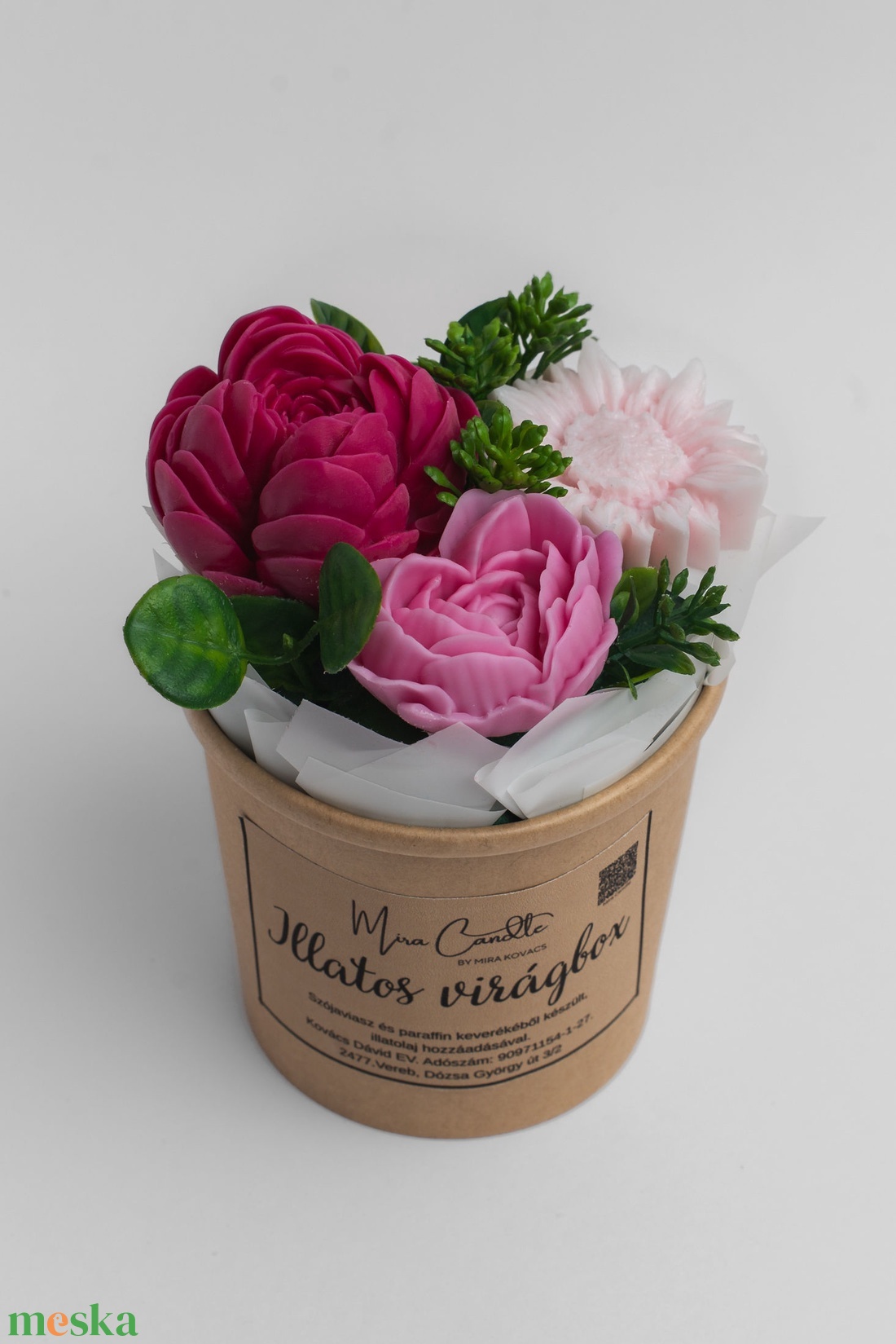 Mini rózsaszines virágbox - otthon & életmód - dekoráció - asztal és polc dekoráció - asztaldísz - Meska.hu