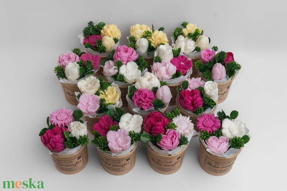 Mini rózsaszines virágbox - otthon & életmód - dekoráció - asztal és polc dekoráció - asztaldísz - Meska.hu