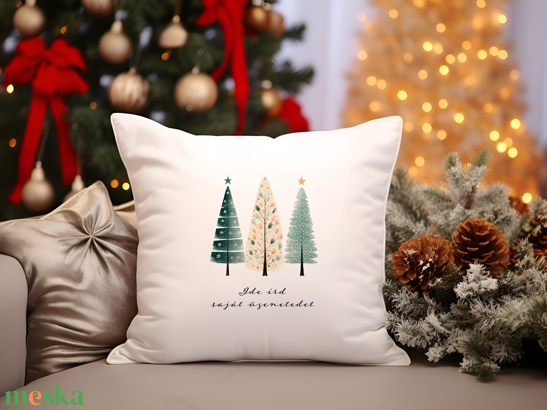 Karácsonyi, saját szöveggel ellátott, személyre szabható díszpárnahuzat - boho fenyőfa - otthon & életmód - lakástextil - párna & párnahuzat - Meska.hu