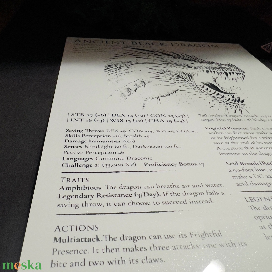 DnD Black Dragon aluminium fali panel (20x30) - otthon & életmód - dekoráció - kép & falikép - táblakép - Meska.hu