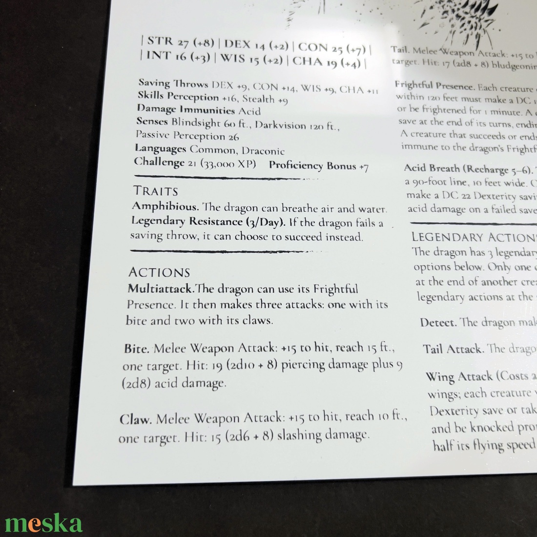 DnD Black Dragon aluminium fali panel (20x30) - otthon & életmód - dekoráció - kép & falikép - táblakép - Meska.hu