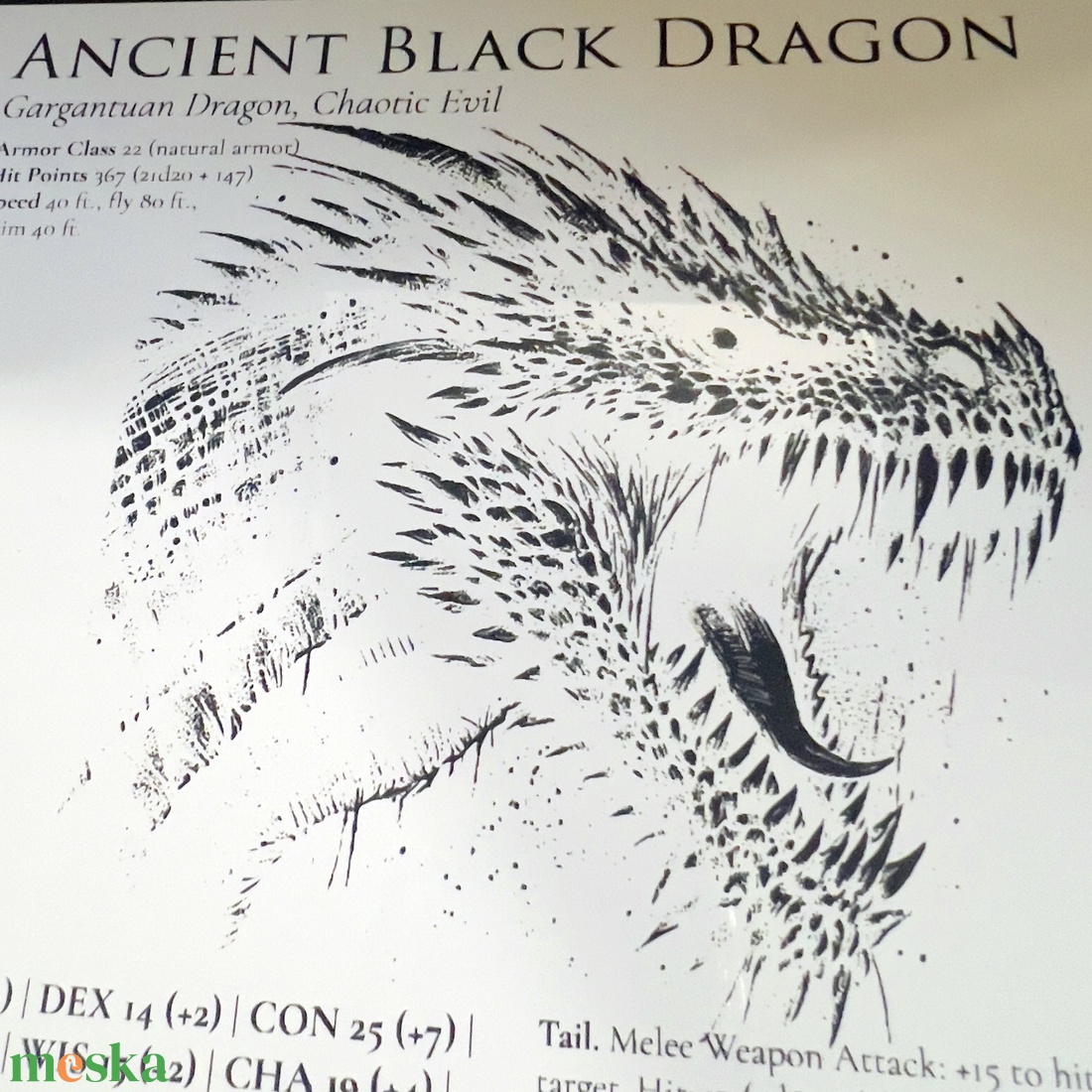 DnD Black Dragon aluminium fali panel (20x30) - otthon & életmód - dekoráció - kép & falikép - táblakép - Meska.hu