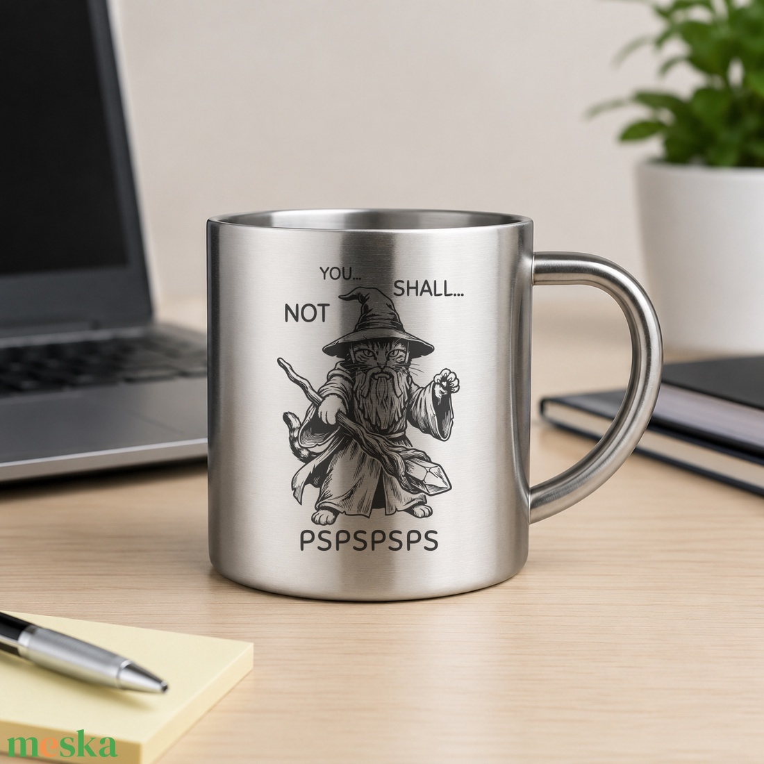 You Shall Not Pspspsps macskás fém bögre � lézergravírozott fantasy ajándék - otthon & életmód - konyhafelszerelés, tálalás - tálalás - bögre & csésze - Meska.hu