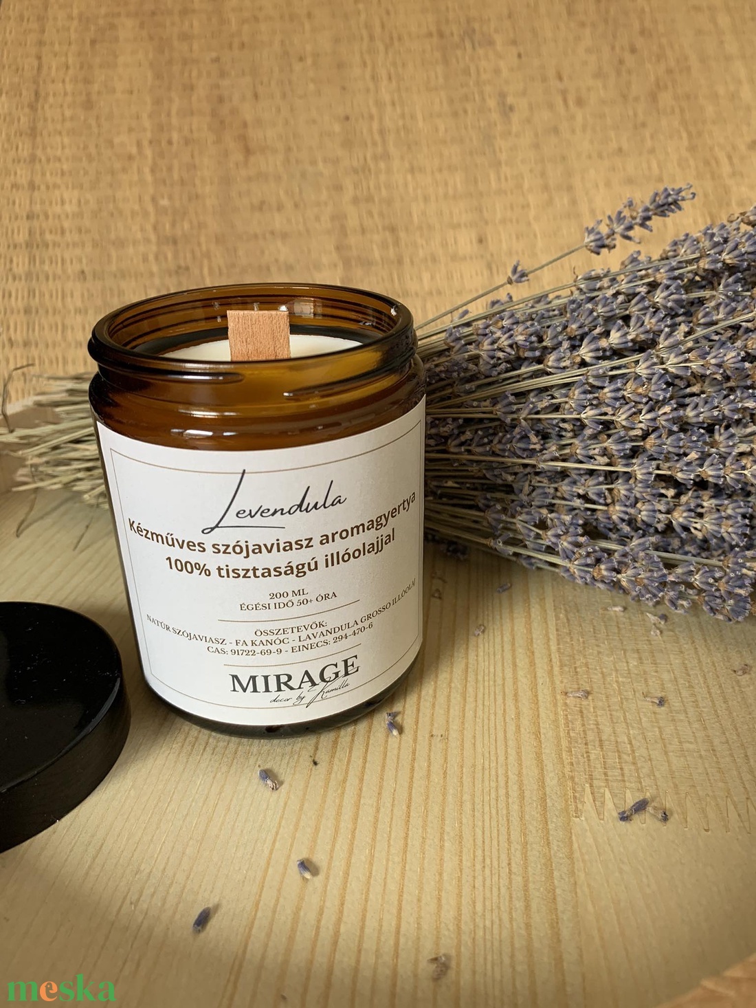 Kézműves, vegán repceviasz aromagyertya 100% tisztaságú levendula illóolajjal - otthon & életmód - gyertya, illat, aroma - gyertya - Meska.hu