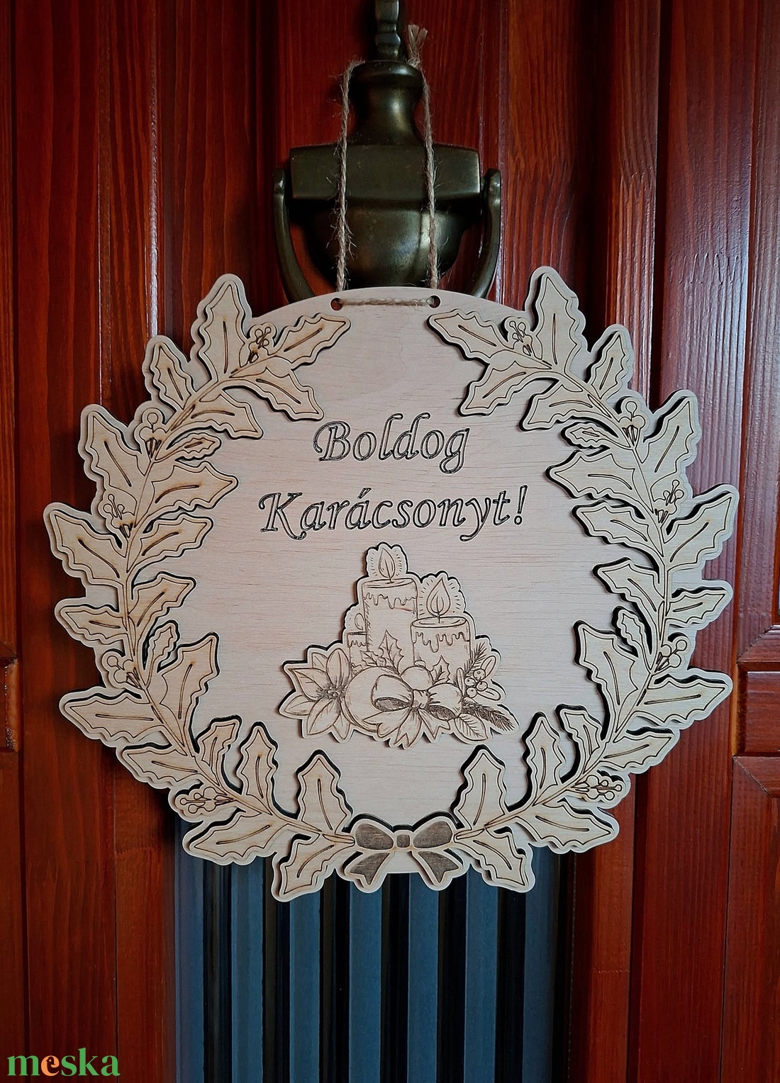 karácsonyi ajtókopogtató - karácsony - adventi díszek - adventi ajtódísz - Meska.hu