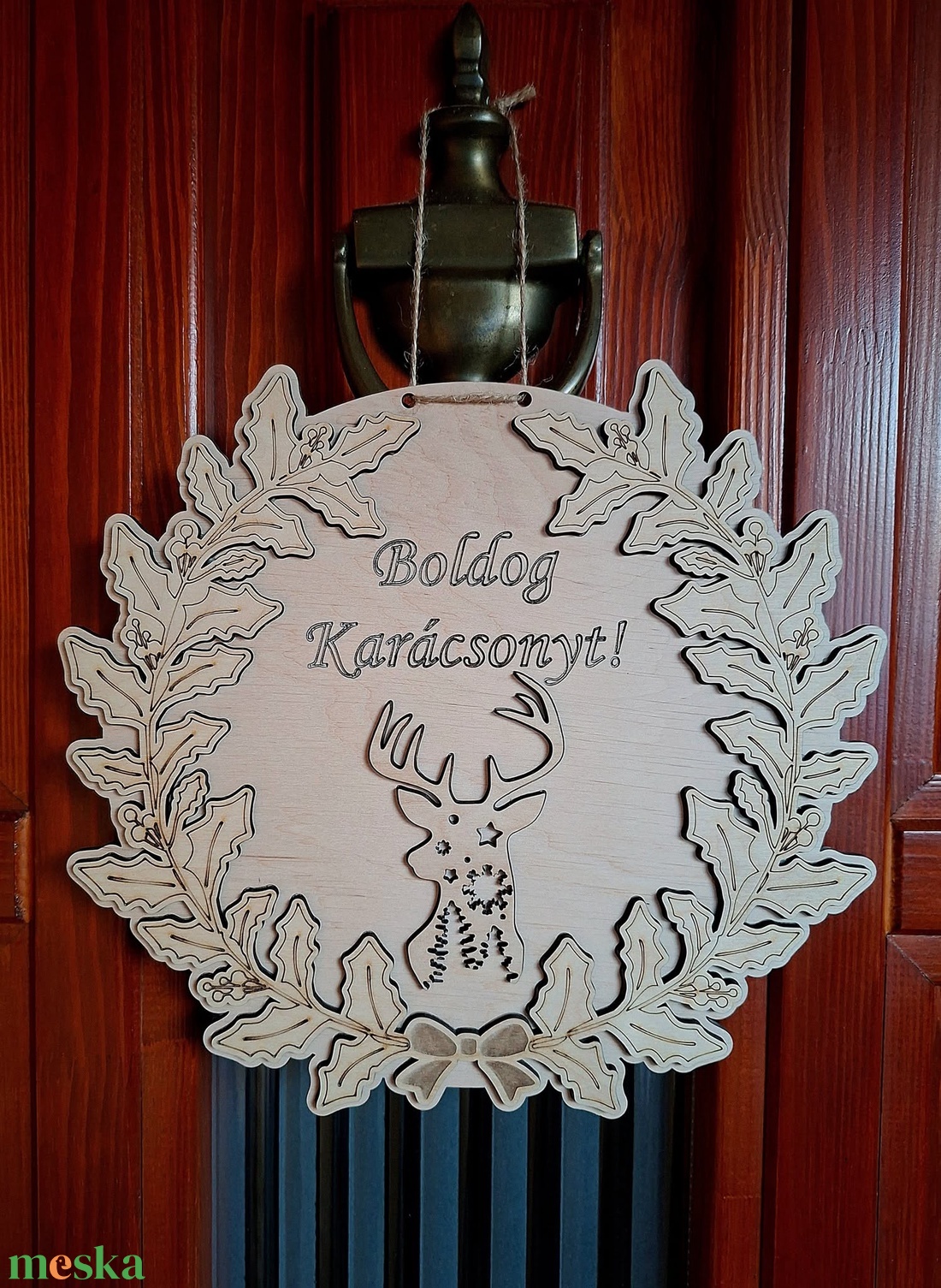 karácsonyi ajtókopogtató - karácsony - adventi díszek - adventi ajtódísz - Meska.hu