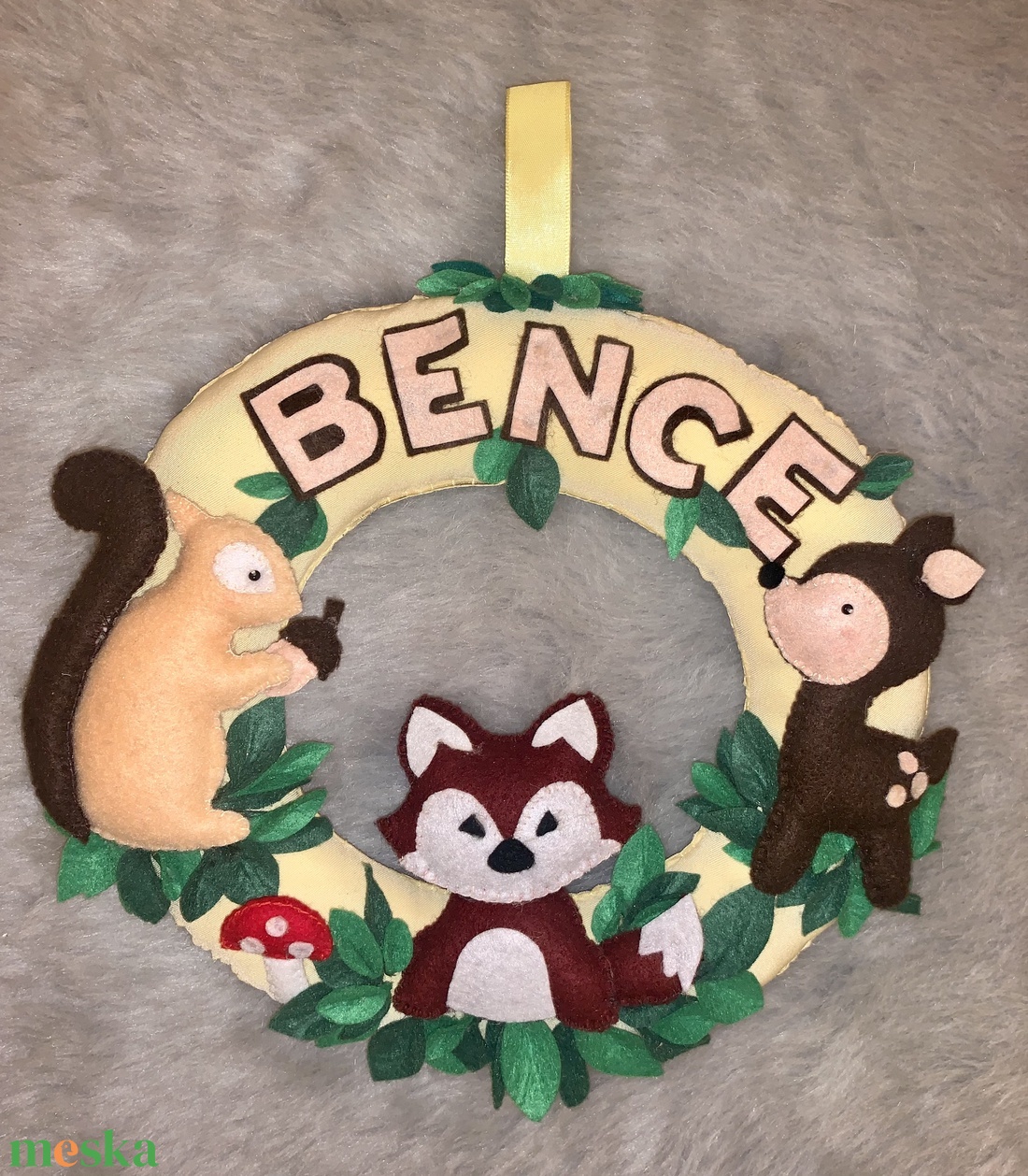 Erdei állatok  filc gyerek névtábla, ajtódísz, falidísz, babaszoba dekoráció - otthon & életmód - babaszoba, gyerekszoba - babaszoba dekoráció - Meska.hu