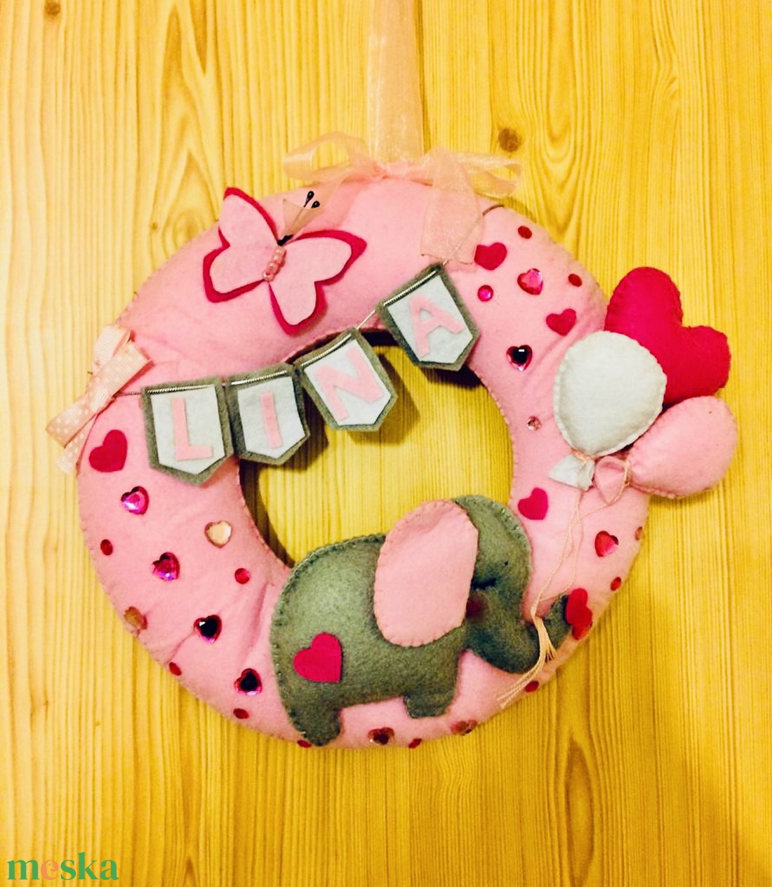 Elefánt lufikkal filc gyerek névtábla, ajtódísz,falidísz , babaszoba dekoráció  - otthon & életmód - babaszoba, gyerekszoba - babaszoba dekoráció - Meska.hu