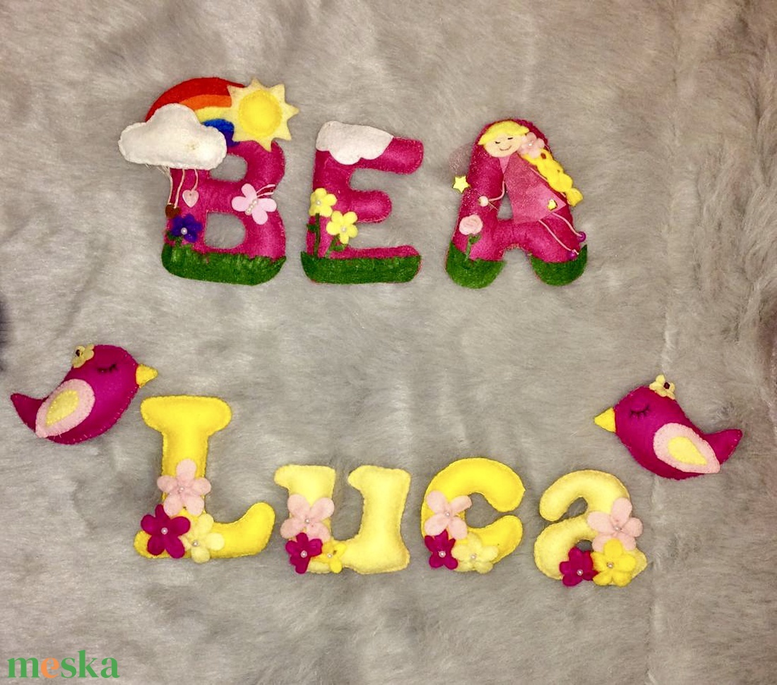 Filc betű névtábla,babanév, babaszoba dekoráció - otthon & életmód - babaszoba, gyerekszoba - gyerek névtábla - Meska.hu
