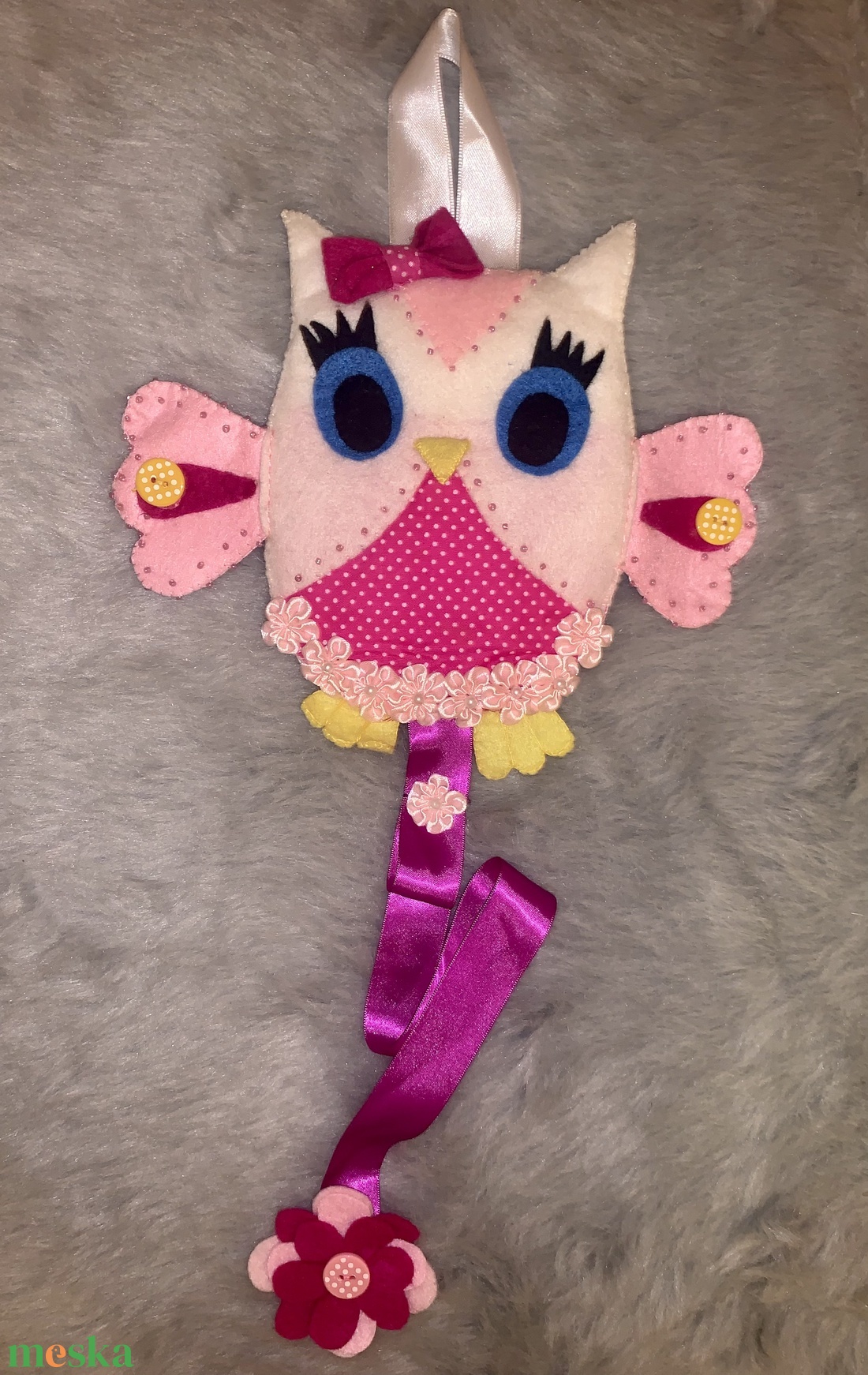 Baglyos filc  hajcsat tartó - ékszer - ékszertartó - fali ékszertartó - Meska.hu