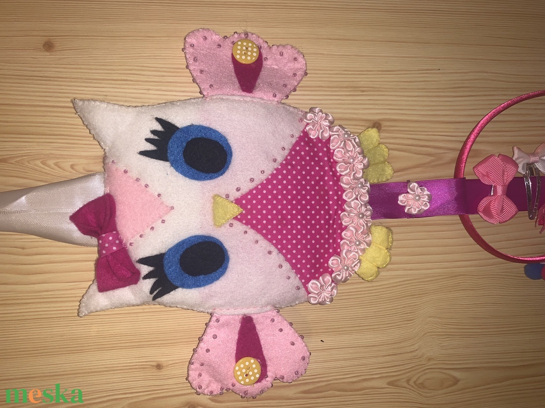 Baglyos filc  hajcsat tartó - ékszer - ékszertartó - fali ékszertartó - Meska.hu