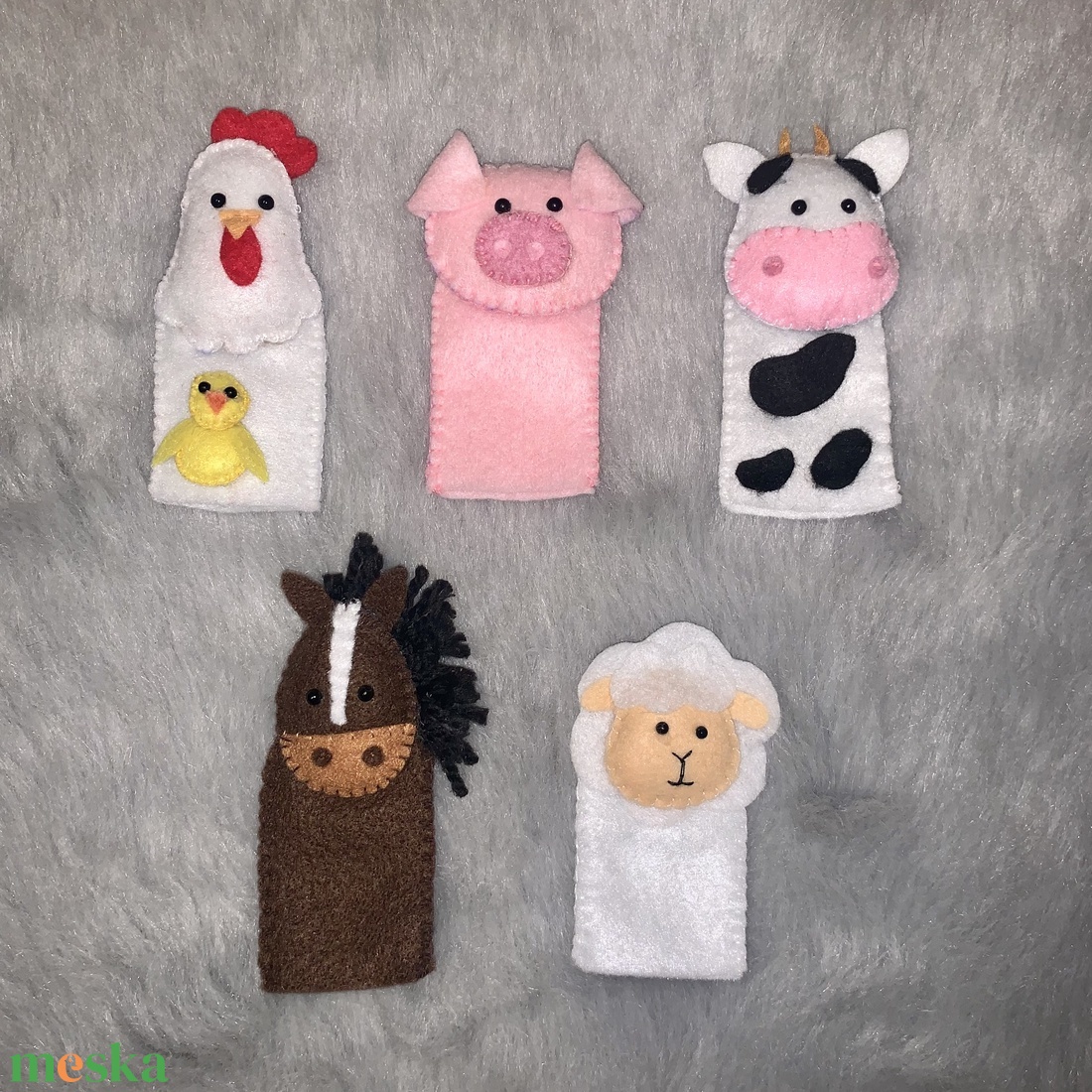 Farm, tanya állatai , ház körüli állatok, házi állatok   filc ujjbáb készlet - játék & sport - bábok - ujjbáb - Meska.hu