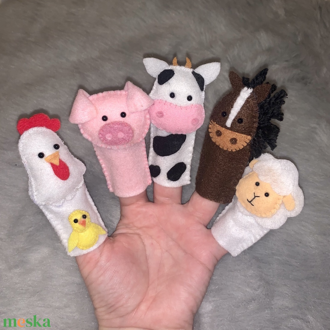 Farm, tanya állatai , ház körüli állatok, házi állatok   filc ujjbáb készlet - játék & sport - bábok - ujjbáb - Meska.hu