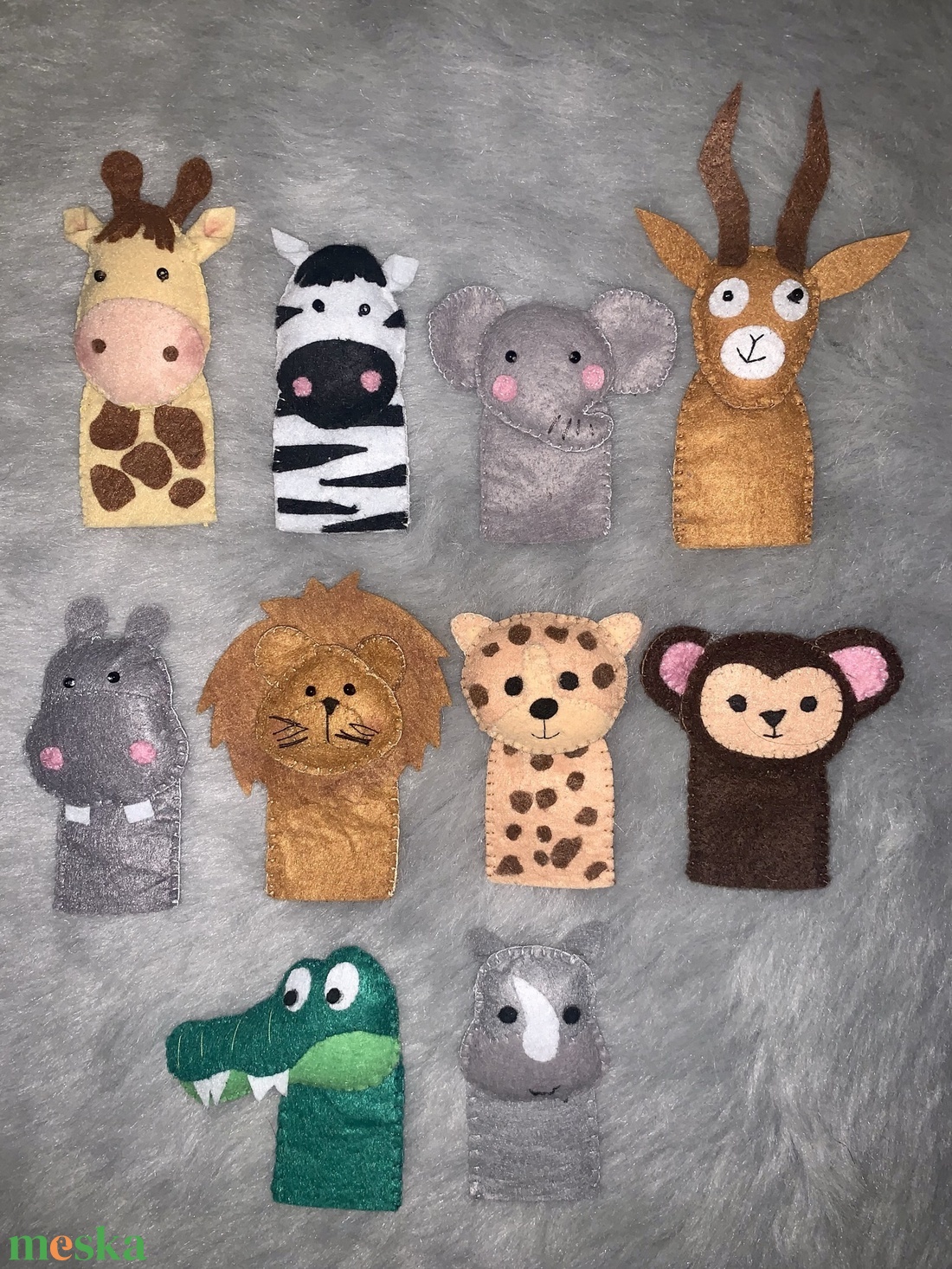 Szafari, vadon élő állatok, vadállatok  filc ujjbáb készlet - játék & sport - bábok - ujjbáb - Meska.hu