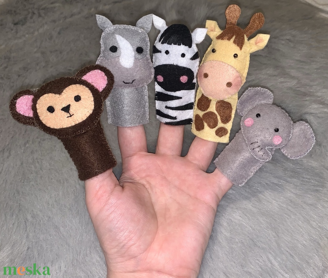 Szafari, vadon élő állatok, vadállatok  filc ujjbáb készlet - játék & sport - bábok - ujjbáb - Meska.hu
