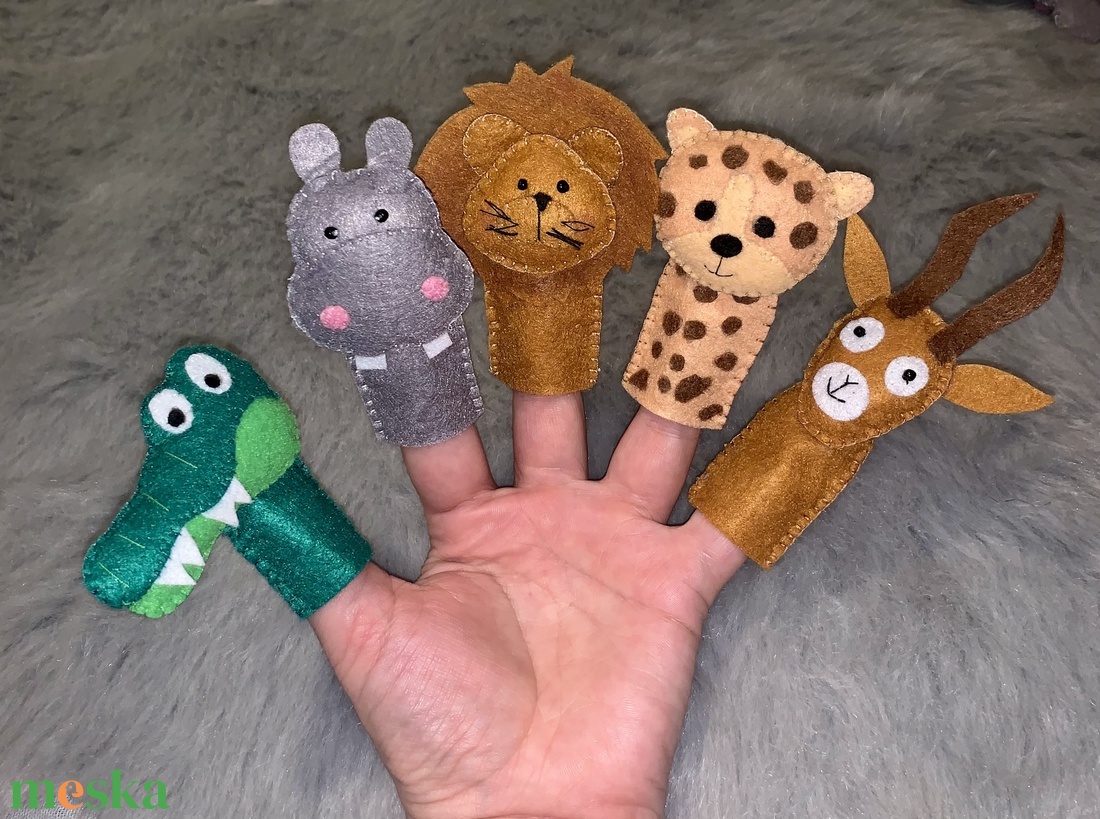Szafari, vadon élő állatok, vadállatok  filc ujjbáb készlet - játék & sport - bábok - ujjbáb - Meska.hu