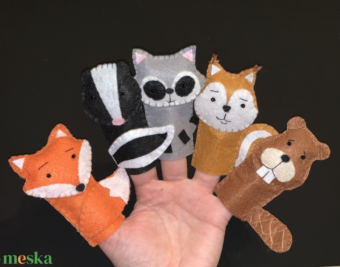 Erdei állatok, vadon élő állatok filc ujjbáb készlet - játék & sport - bábok - ujjbáb - Meska.hu