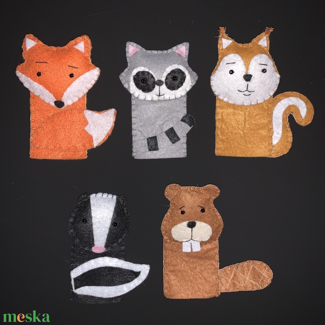 Erdei állatok, vadon élő állatok filc ujjbáb készlet - játék & sport - bábok - ujjbáb - Meska.hu