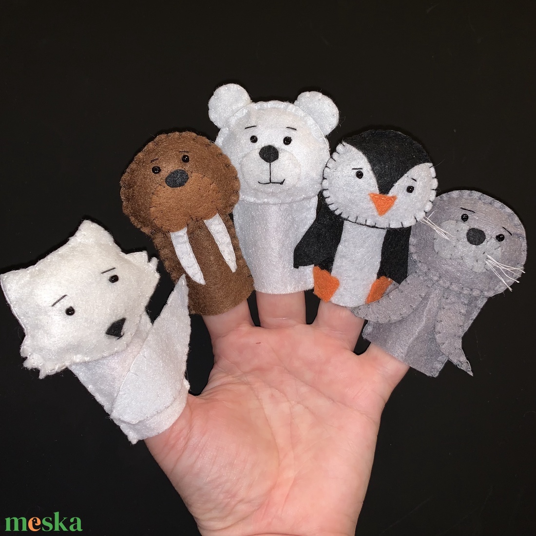 Sarkköri, sarkvidéki,vadon élő állatok filc ujjbáb készlet - játék & sport - bábok - ujjbáb - Meska.hu