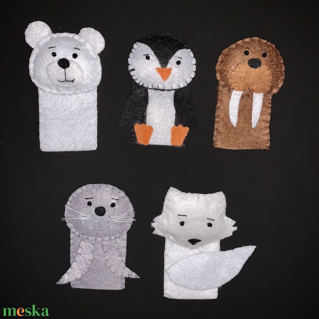 Sarkköri, sarkvidéki,vadon élő állatok filc ujjbáb készlet - játék & sport - bábok - ujjbáb - Meska.hu