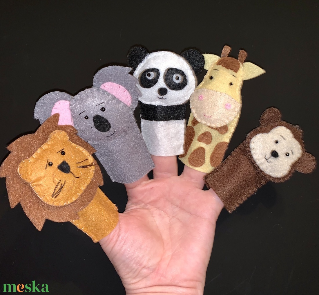Vadon élő állatok, vadállatok filc ujjbáb készlet - játék & sport - bábok - ujjbáb - Meska.hu