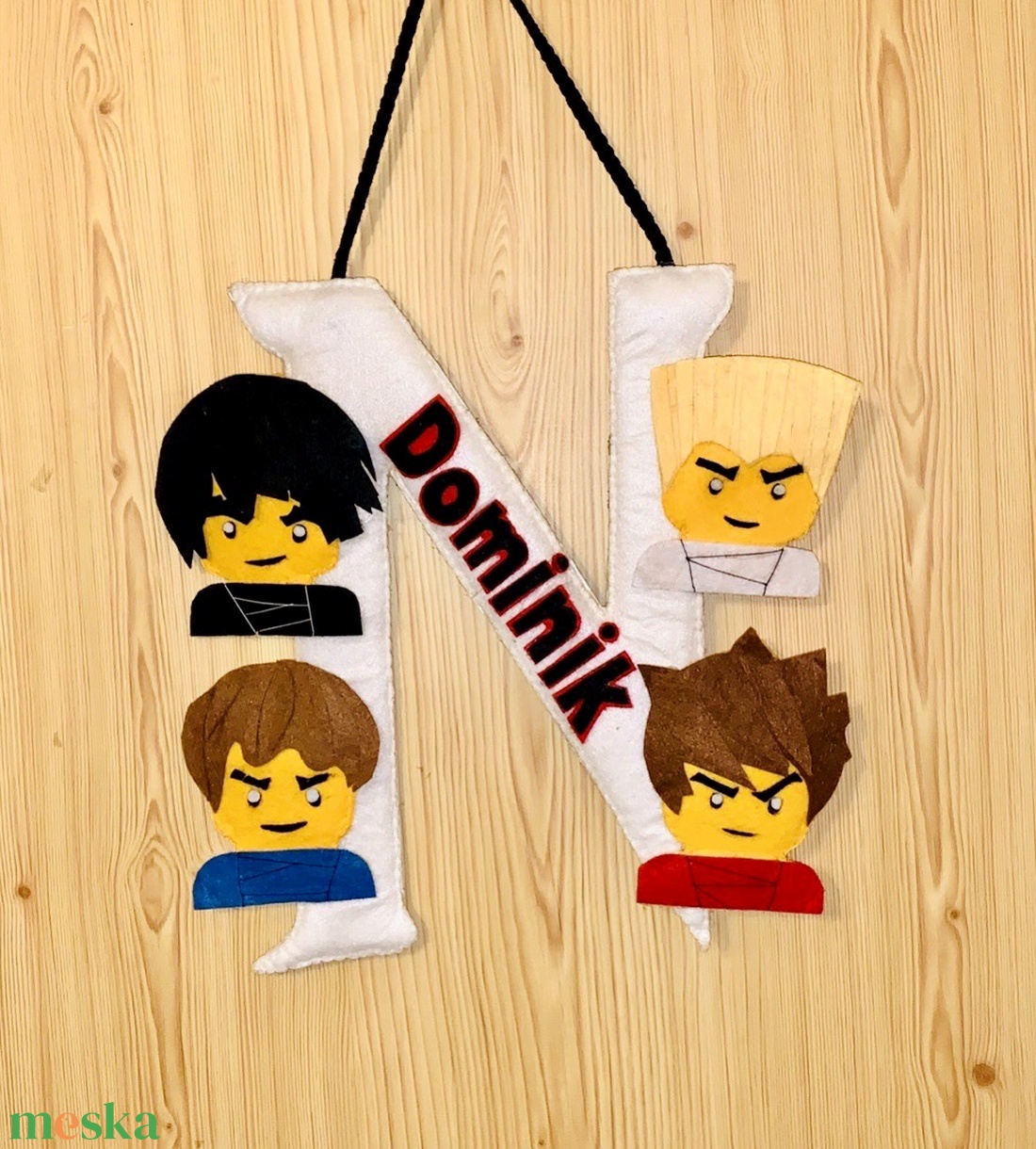 Lego Ninjago filc névtábla gyerekeknek, ajtódísz, gyerekszoba dekoráció - otthon & életmód - babaszoba, gyerekszoba - gyerek névtábla - Meska.hu