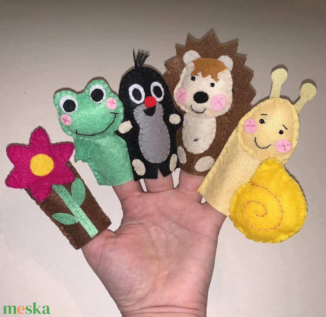 Állatok a kertben, mezőn filc ujjbáb készlet- 8 db. - játék & sport - bábok - ujjbáb - Meska.hu