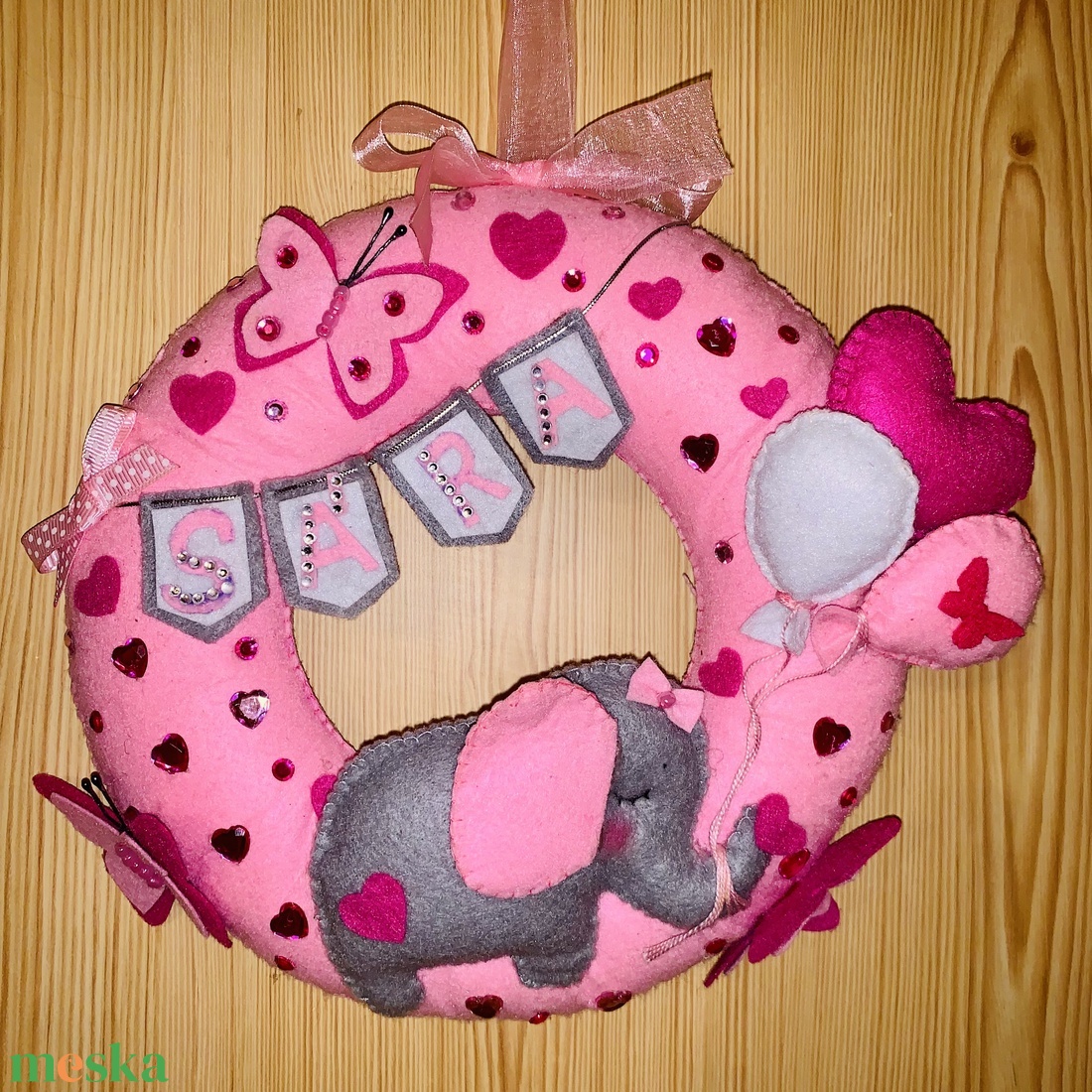 Elefánt lufikkal filc gyerek névtábla, ajtódísz,falidísz , babaszoba dekoráció  - otthon & életmód - babaszoba, gyerekszoba - babaszoba dekoráció - Meska.hu