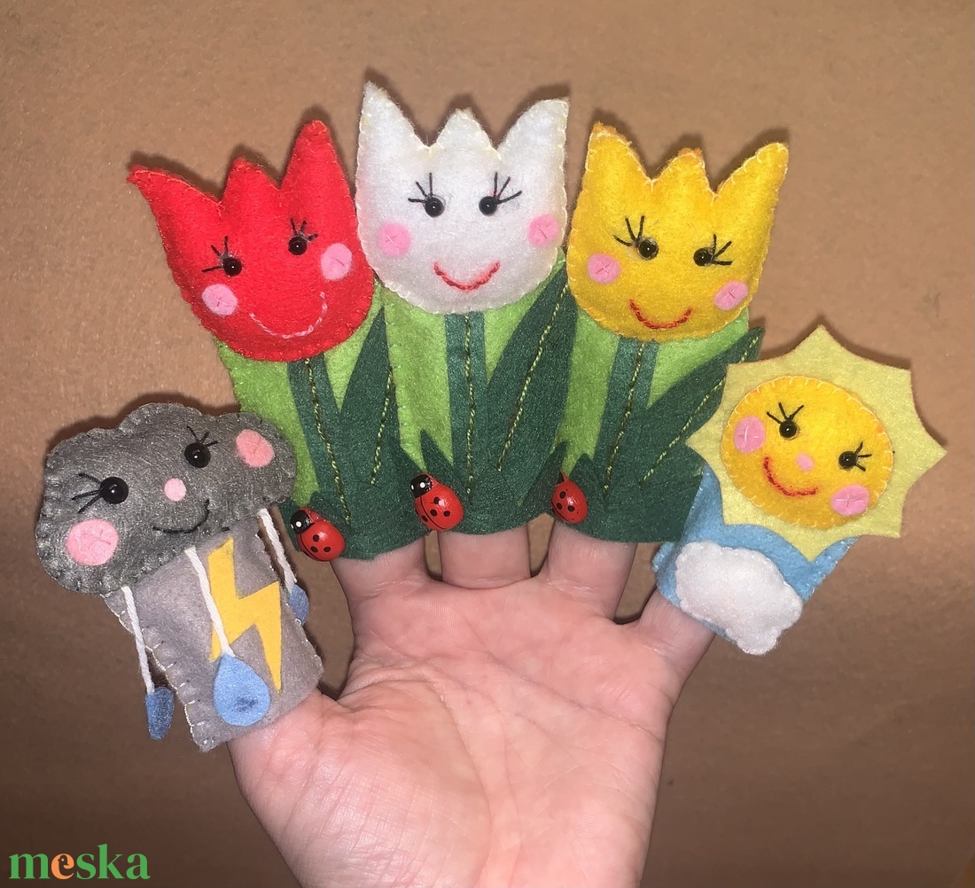 A három pillangó filc ujjbábok, ujjbáb készlet - játék & sport - bábok - ujjbáb - Meska.hu