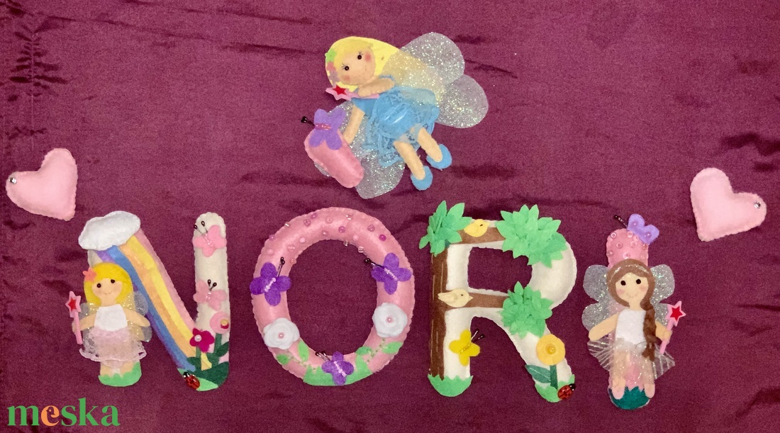 Tündéres betű,füzér,girland,névtábla,ajtódísz , babaszoba dekoráció - otthon & életmód - babaszoba, gyerekszoba - gyerek névtábla - Meska.hu