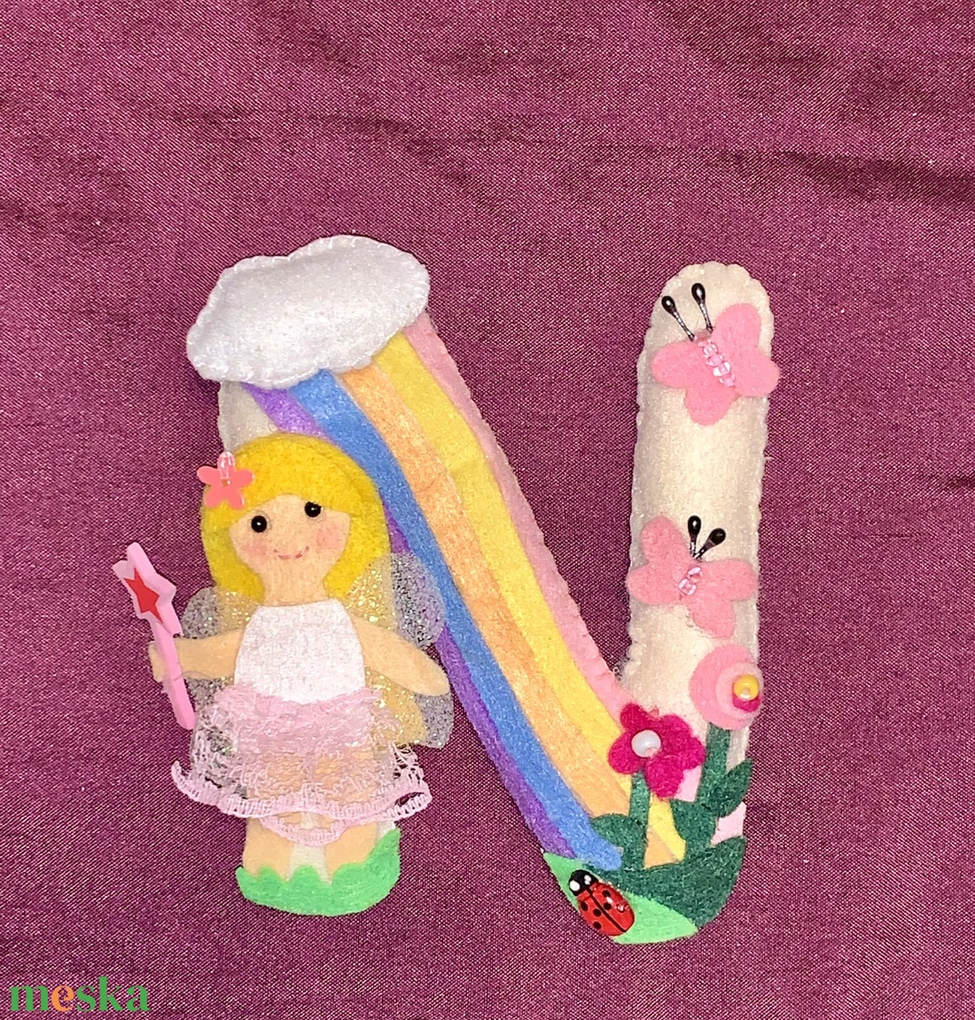 Tündéres betű,füzér,girland,névtábla,ajtódísz , babaszoba dekoráció - otthon & életmód - babaszoba, gyerekszoba - gyerek névtábla - Meska.hu